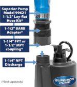 Superior Pump 91025 1/5 HP Thermoplastic Submersible Utility Pump - Image 3